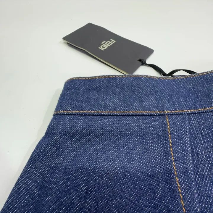 Fendi Fendi High-Waisted Denim A-Line Mini Skirt 0079 Size 36" / US 14 / IT 50 - 10 Thumbnail