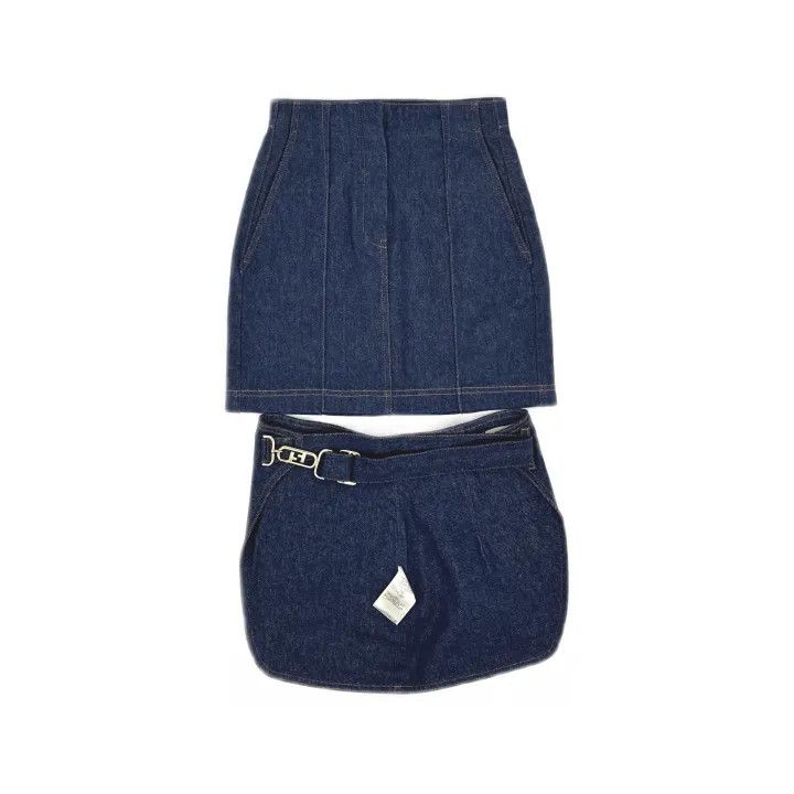 Fendi Fendi High-Waisted Denim A-Line Mini Skirt 0079 Size 36" / US 14 / IT 50 - 2 Thumbnail