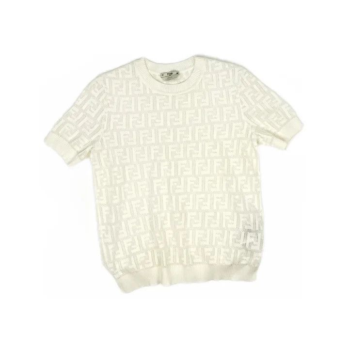 Fendi Fendi White Cotton Short Sleeve T-Shirt 0079 Size M / US 6-8 / IT 42-44 - 2 Thumbnail