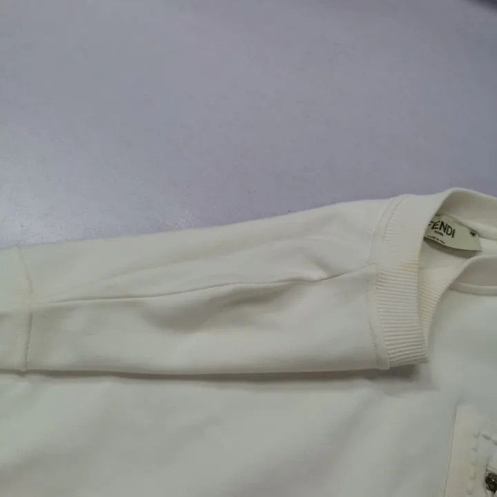 Fendi Fendi SS23 White Logo Knit Long Sleeve Sweatshirt 0079 Size L / US 10 / IT 46 - 12 Thumbnail