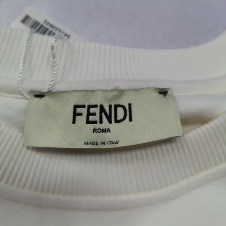 Fendi Fendi SS23 White Logo Knit Long Sleeve Sweatshirt 0079 Size L / US 10 / IT 46 - 4 Thumbnail