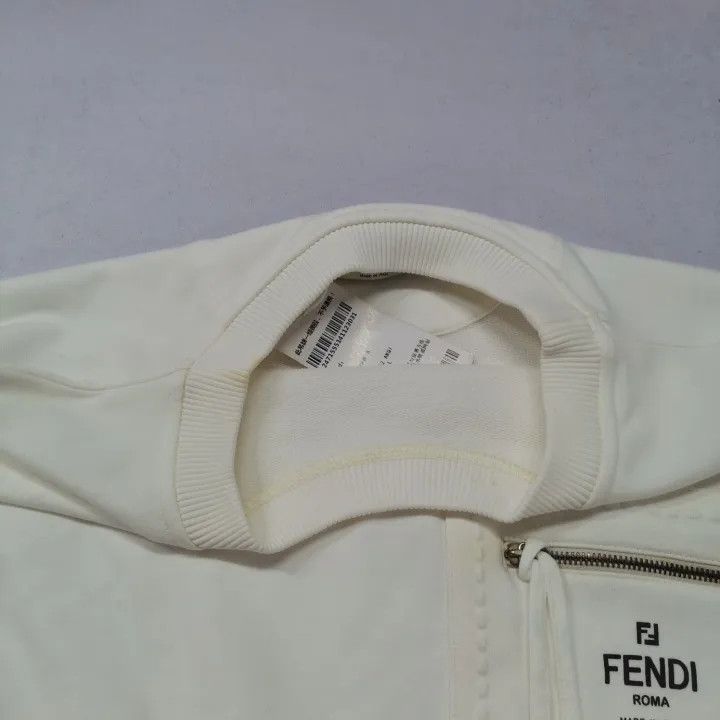 Fendi Fendi SS23 White Logo Knit Long Sleeve Sweatshirt 0079 Size L / US 10 / IT 46 - 9 Thumbnail