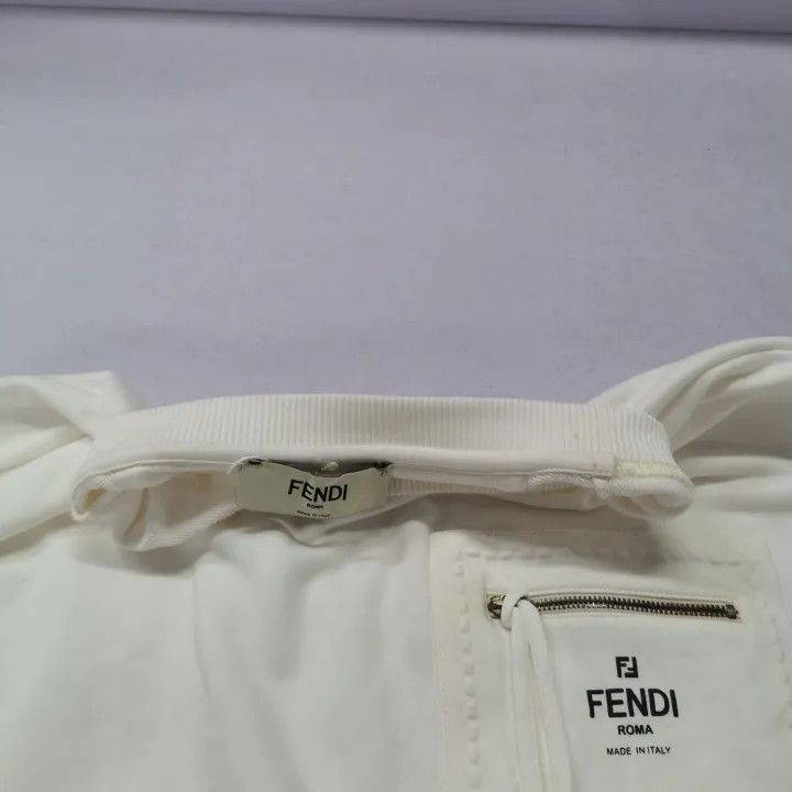Fendi Fendi SS23 White Logo Knit Long Sleeve Sweatshirt 0079 Size L / US 10 / IT 46 - 10 Thumbnail