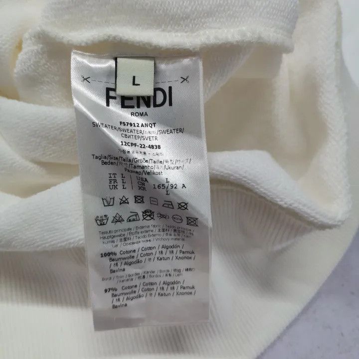 Fendi Fendi SS23 White Logo Knit Long Sleeve Sweatshirt 0079 Size L / US 10 / IT 46 - 6 Thumbnail