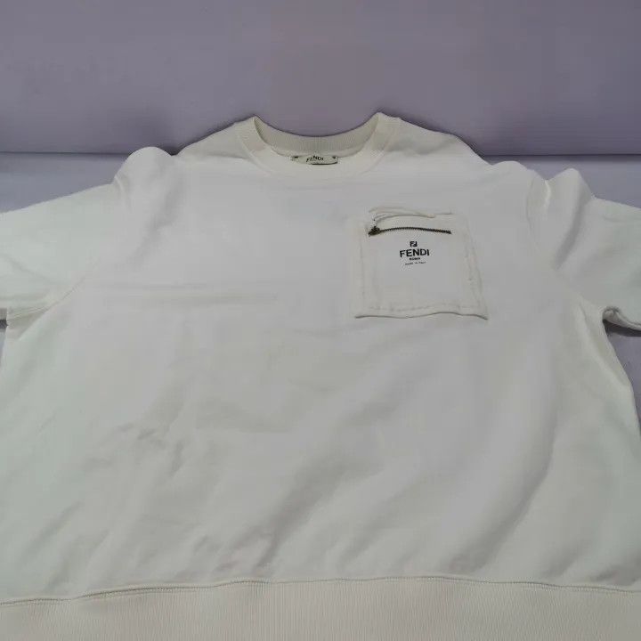 Fendi Fendi SS23 White Logo Knit Long Sleeve Sweatshirt 0079 Size L / US 10 / IT 46 - 14 Thumbnail