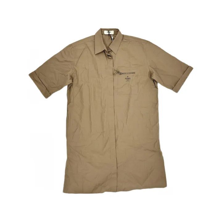 Fendi Fendi Logo Print Short Sleeve Shirt Dress 0079 Size M / US 6-8 / IT 42-44 - 2 Thumbnail