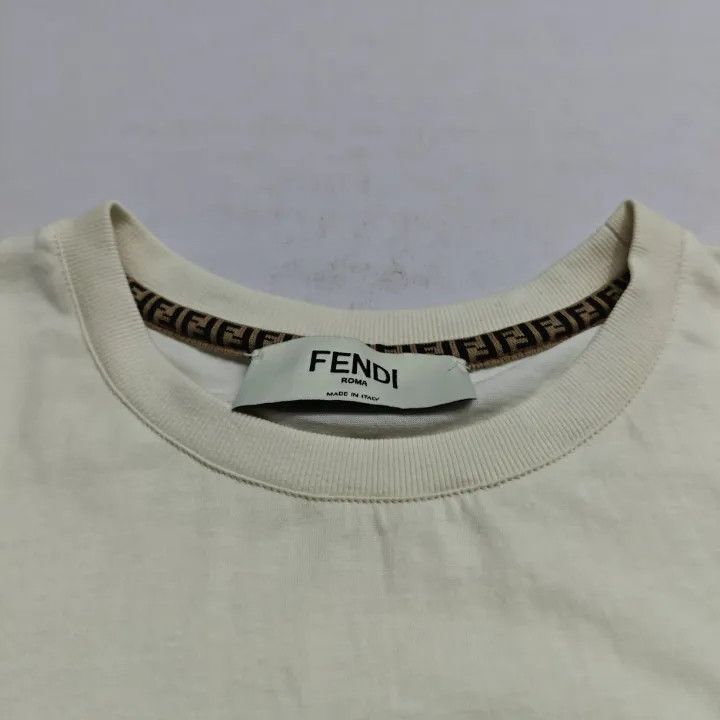 Fendi Fendi Logo Embroidered White Short Sleeve T-Shirt 0079 Size S / US 4 / IT 40 - 7 Thumbnail