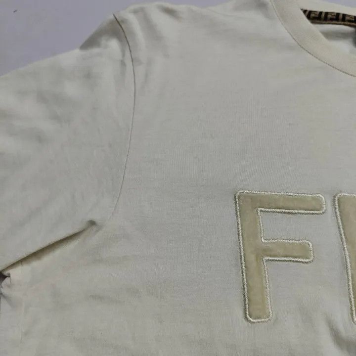 Fendi Fendi Logo Embroidered White Short Sleeve T-Shirt 0079 Size S / US 4 / IT 40 - 8 Thumbnail