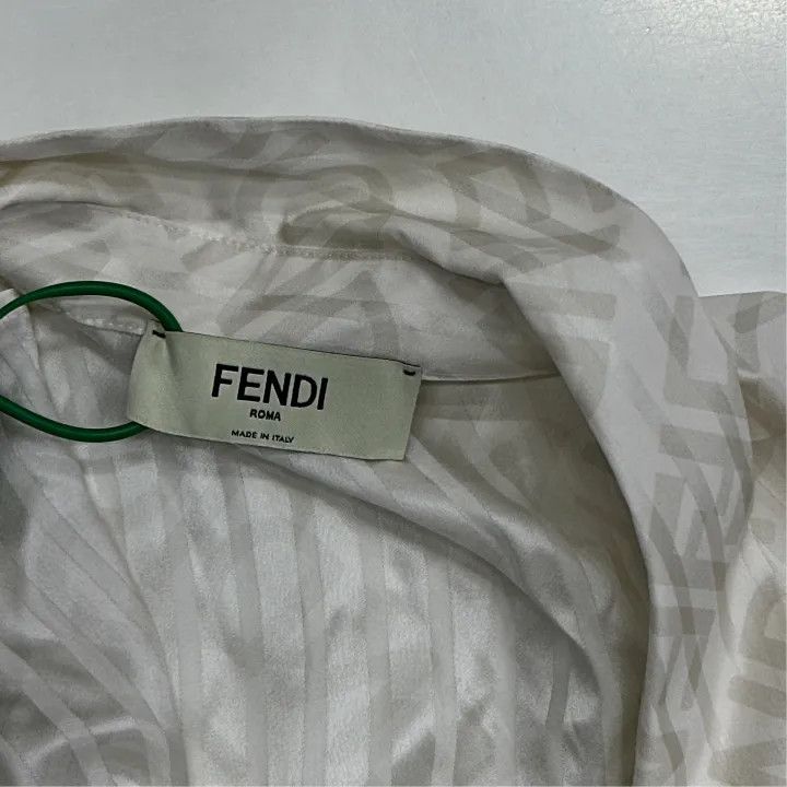 Fendi Fendi Women's Striped Letter Print Long Sleeve Shirt 0079 Size M / US 6-8 / IT 42-44 - 2 Thumbnail