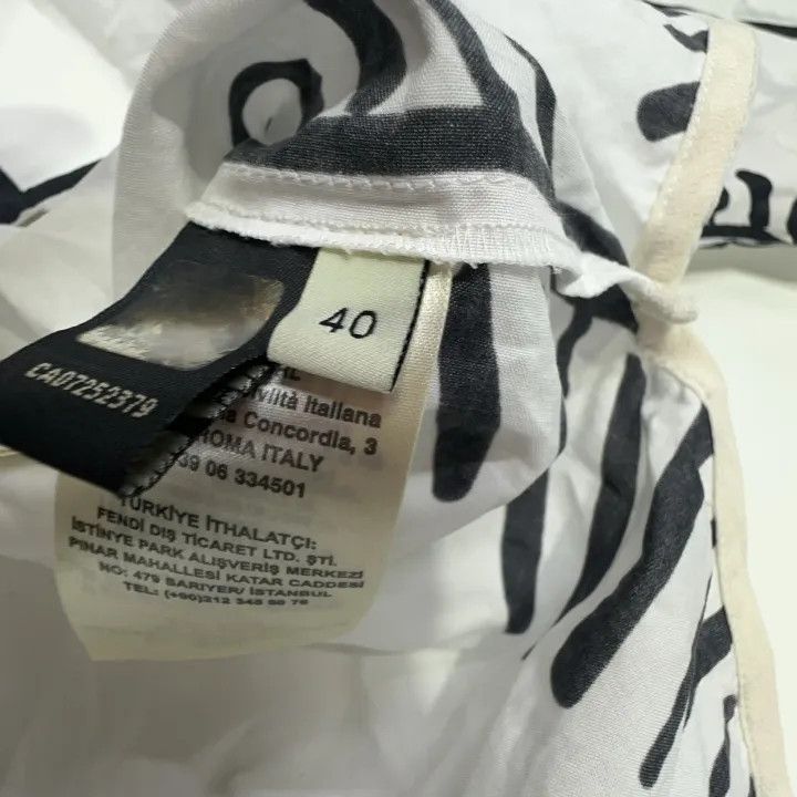 Fendi FENDI Long Sleeve Shirt in White with Print 0079 Size M / US 6-8 / IT 42-44 - 6 Thumbnail