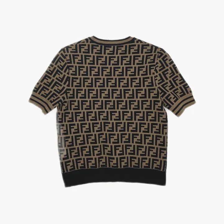 Fendi Fendi Brown Letter Pattern Short Sleeve Knit Top 0079 Size M / US 6-8 / IT 42-44 - 3 Thumbnail