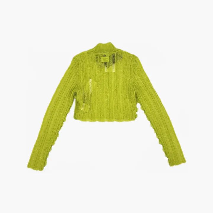 Fendi Fendi Green Long Sleeve Sweater with Ruffle Hem 0079 Size S / US 4 / IT 40 - 3 Thumbnail