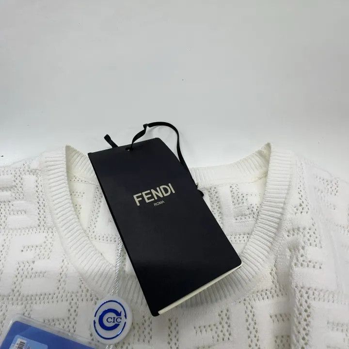 Fendi Fendi White Sleeveless Knit Dress with Logo 0079 Size S / US 4 / IT 40 - 6 Thumbnail