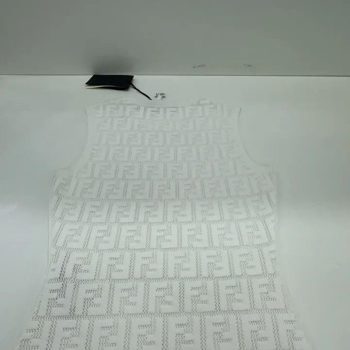 Fendi Fendi White Sleeveless Knit Dress with Logo 0079 Size S / US 4 / IT 40 - 10 Thumbnail