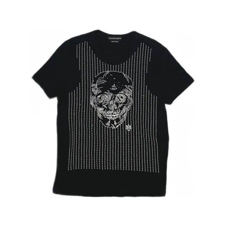 Alexander McQueen Alexander McQueen Black Graphic Skull Embroidered Tee 0079 Size S / US 4 / IT 40 - 2 Thumbnail