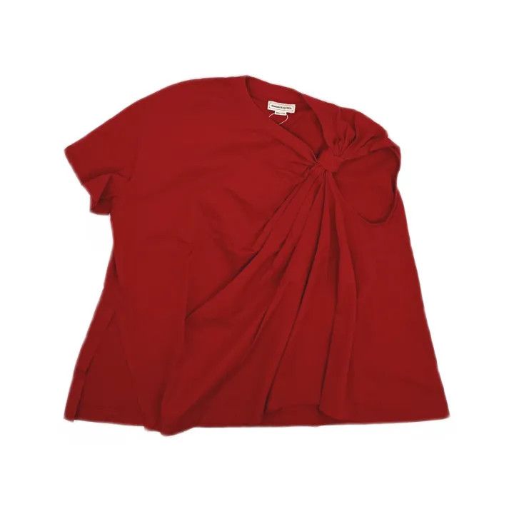 Alexander McQueen Alexander McQueen Red Asymmetric Short Sleeve T-Shirt 0079 Size L / US 10 / IT 46 - 2 Thumbnail