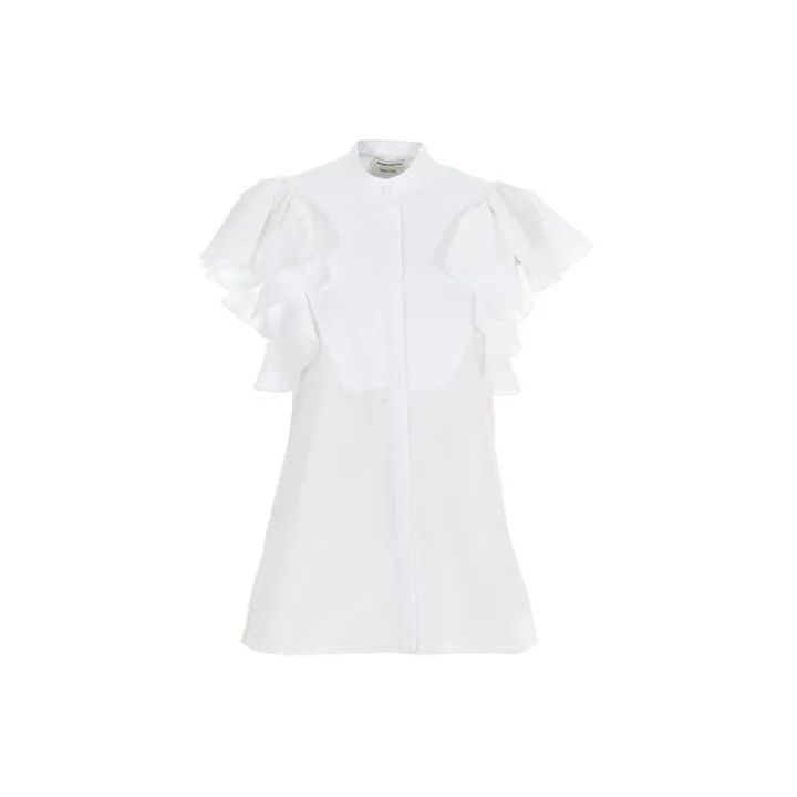 Alexander McQueen Alexander McQueen SS21 Ruffled Cotton Shirt 0079 Size L / US 10 / IT 46 - 2 Thumbnail