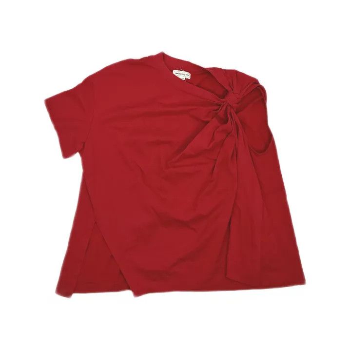 Alexander McQueen Alexander McQueen Red Asymmetrical Short Sleeve T-Shirt 0079 Size L / US 10 / IT 46 - 2 Thumbnail