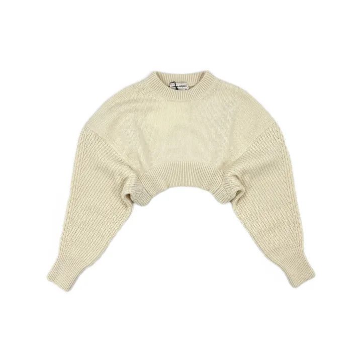 Alexander McQueen Alexander McQueen White Cropped Sweater 0079 Size S / US 4 / IT 40 - 2 Thumbnail