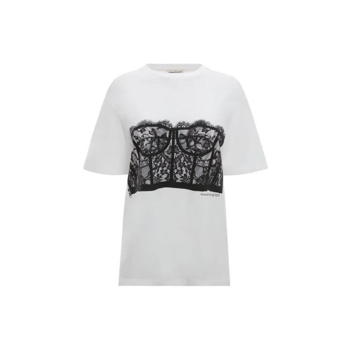 Alexander McQueen Alexander McQueen Lace Print Short Sleeve Top 0079 Size M / US 6-8 / IT 42-44 - 2 Thumbnail