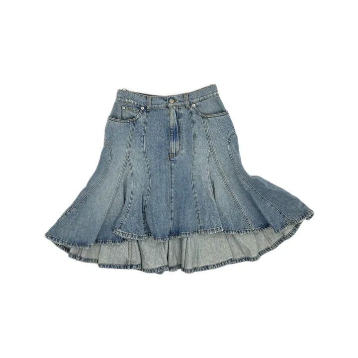 Alexander McQueen Alexander McQueen SS22 Blue Denim Skirt 0079 Size 42" / US 20 - 2 Thumbnail