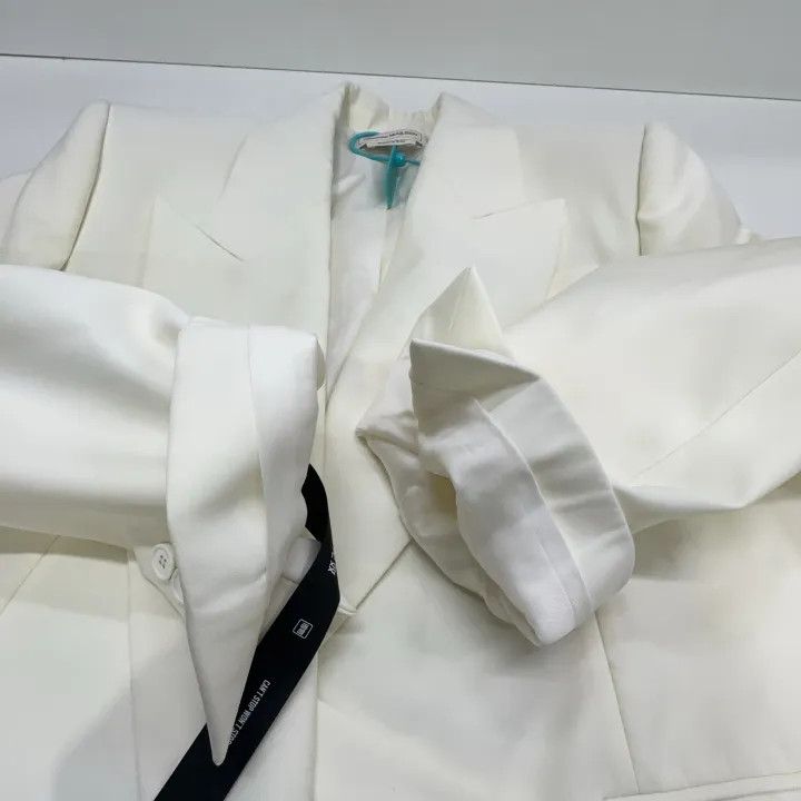 Alexander McQueen Alexander McQueen White Double-Breasted Wool Blazer 0079 Size L / US 10 / IT 46 - 9 Thumbnail
