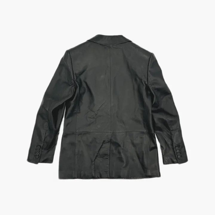 Alexander McQueen Alexander McQueen Black Double-Breasted Leather Blazer 0079 Size M / US 6-8 / IT 42-44 - 3 Thumbnail