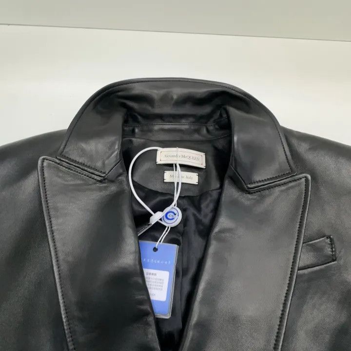 Alexander McQueen Alexander McQueen Black Double-Breasted Leather Blazer 0079 Size M / US 6-8 / IT 42-44 - 7 Thumbnail