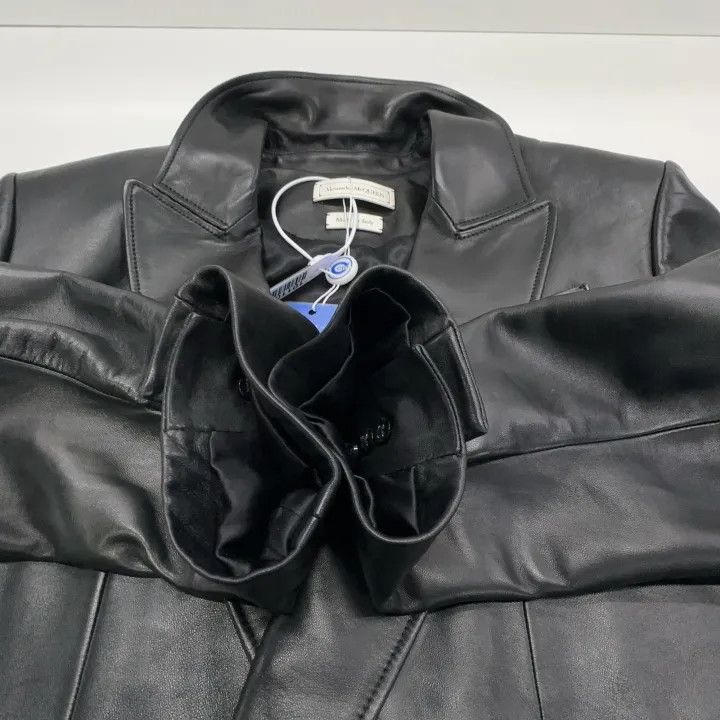 Alexander McQueen Alexander McQueen Black Double-Breasted Leather Blazer 0079 Size M / US 6-8 / IT 42-44 - 9 Thumbnail