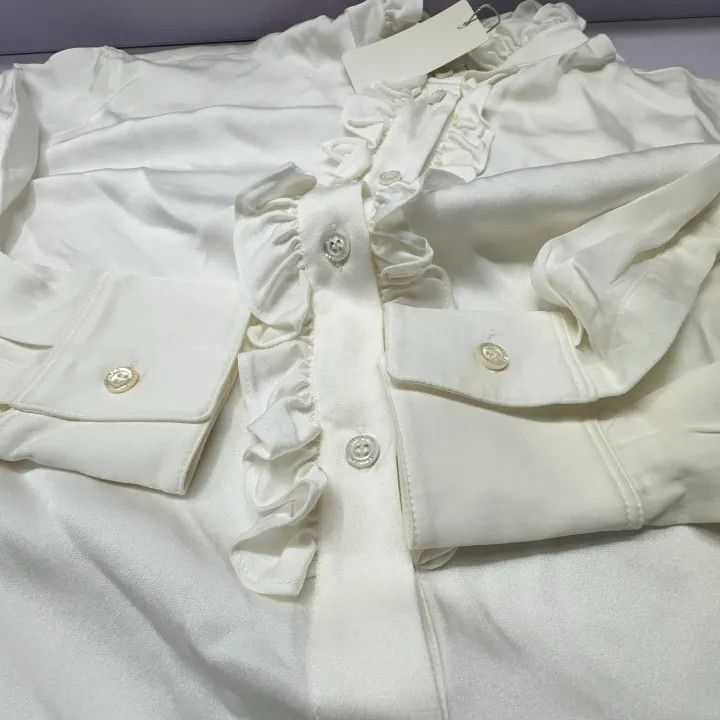 Alexander McQueen Alexander McQueen White Ruffled Long Sleeve Shirt 0079 Size M / US 6-8 / IT 42-44 - 9 Thumbnail