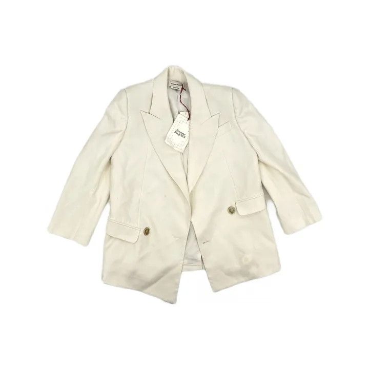 Alexander McQueen Alexander McQueen White Double-Breasted Wool Blazer 0079 Size M / US 6-8 / IT 42-44 - 2 Thumbnail