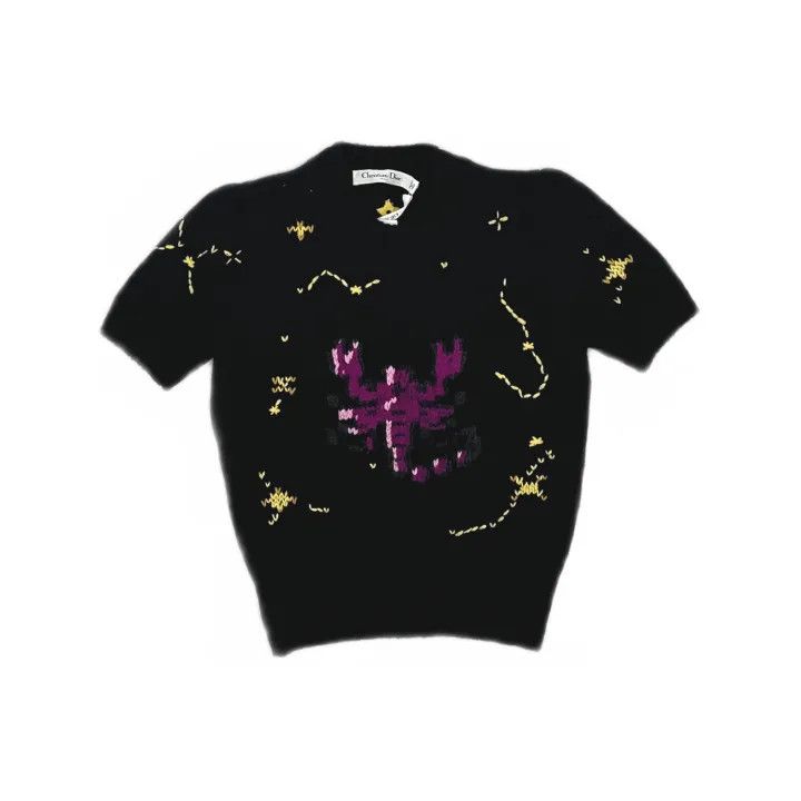 Dior Dior Scorpio Pattern Short Sleeve Cashmere Top 0079 Size XS / US 0-2 / IT 36-38 - 2 Thumbnail
