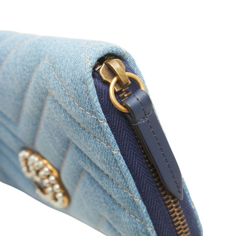 Gucci Gucci Gucci GG Marmont Denim Long Wallet Denim Long Wallet 443123 Size ONE SIZE - 8 Thumbnail