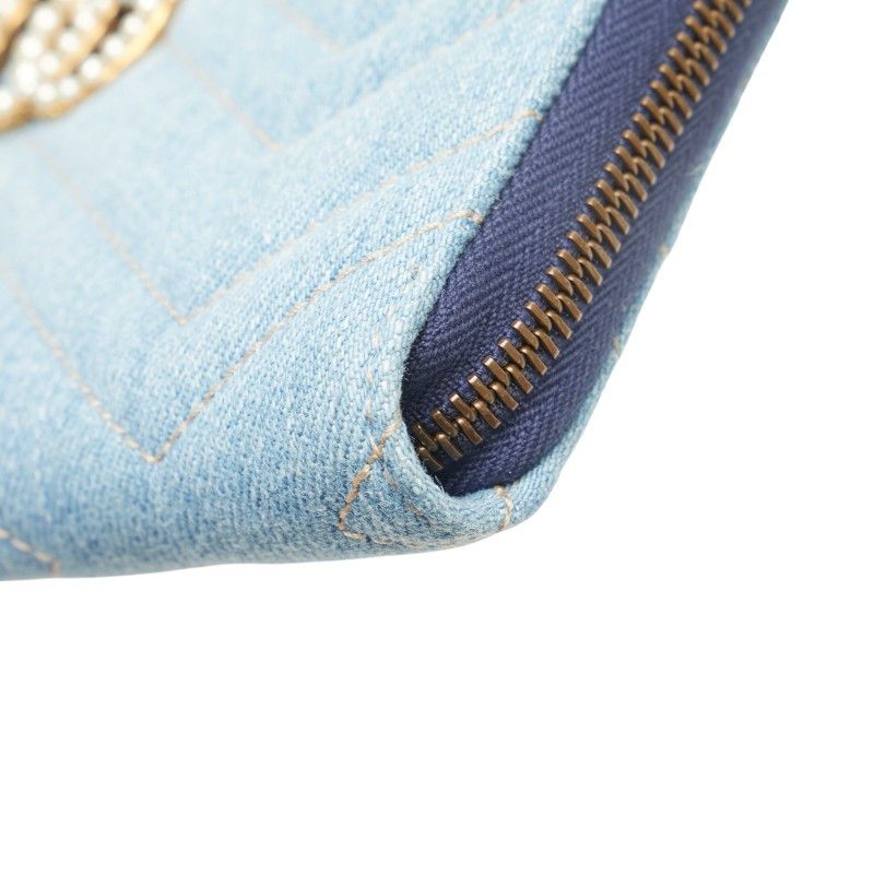 Gucci Gucci Gucci GG Marmont Denim Long Wallet Denim Long Wallet 443123 Size ONE SIZE - 4 Thumbnail