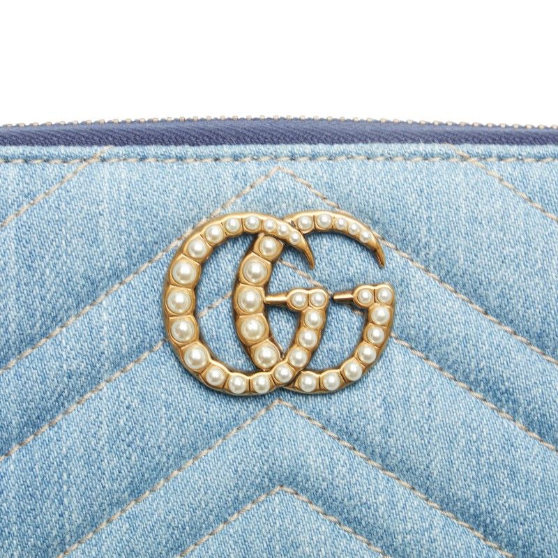 Gucci Gucci Gucci GG Marmont Denim Long Wallet Denim Long Wallet 443123 Size ONE SIZE - 7 Thumbnail