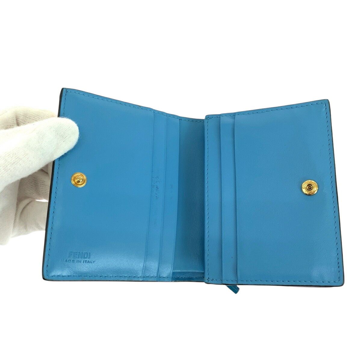 Fendi Fendi Fendi F1EXO/MLC+CYBER-BLUE+O Calf Compact Wallet Leather Short Wallet 8M0420 AGKS Size ONE SIZE - 10 Thumbnail