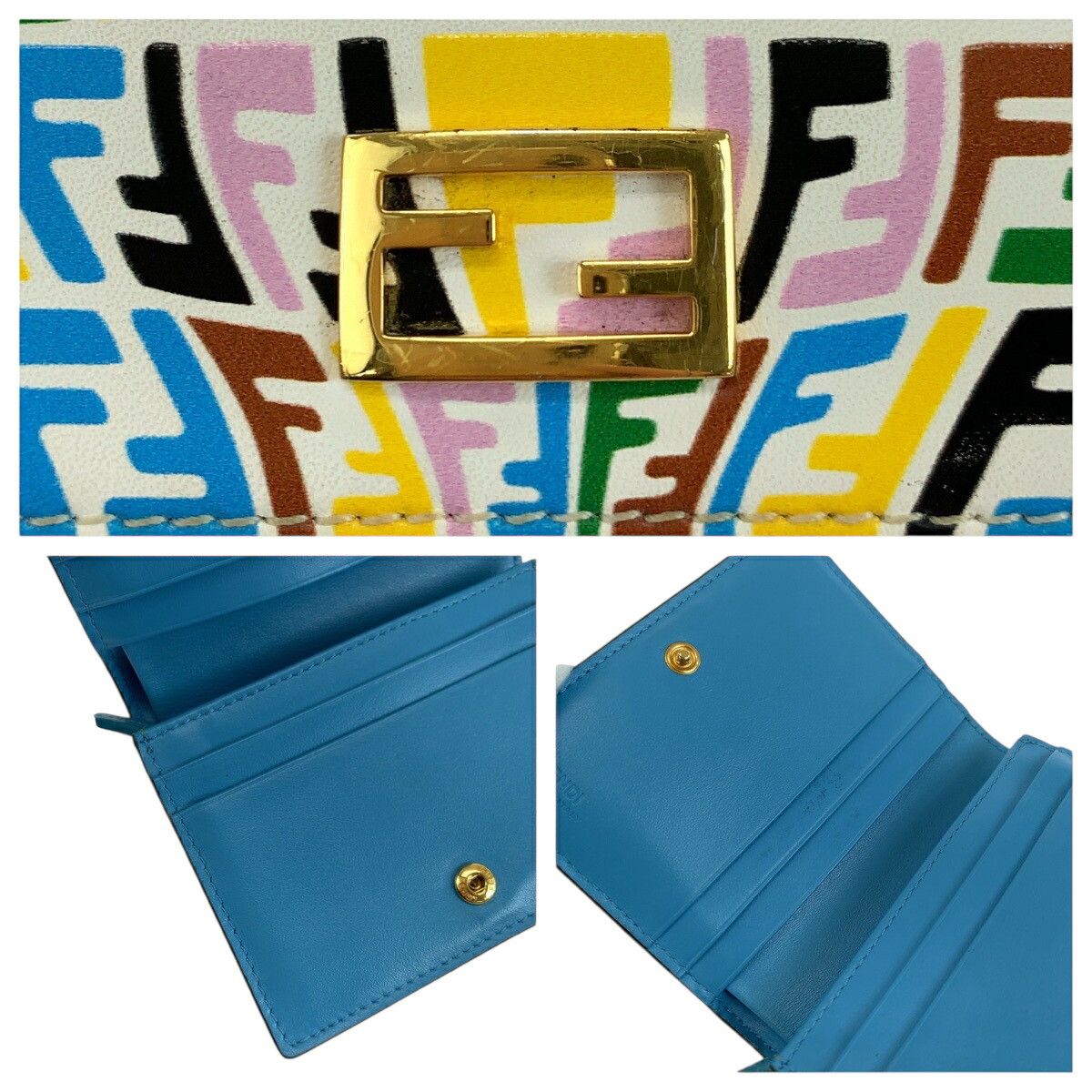 Fendi Fendi Fendi F1EXO/MLC+CYBER-BLUE+O Calf Compact Wallet Leather Short Wallet 8M0420 AGKS Size ONE SIZE - 6 Thumbnail