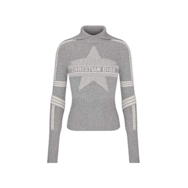 Dior Dior Gray High Neck Logo Knit Sweater 0079 Size S / US 4 / IT 40 - 2 Thumbnail