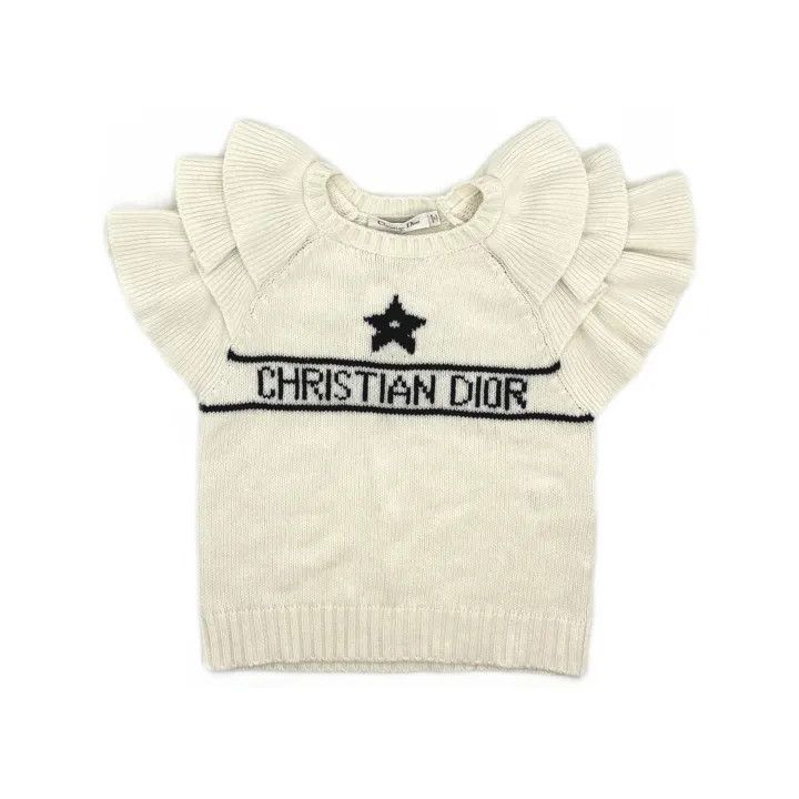 Dior Dior Logo Ruffled Short Sleeve Knit Top 0079 Size S / US 4 / IT 40 - 2 Thumbnail