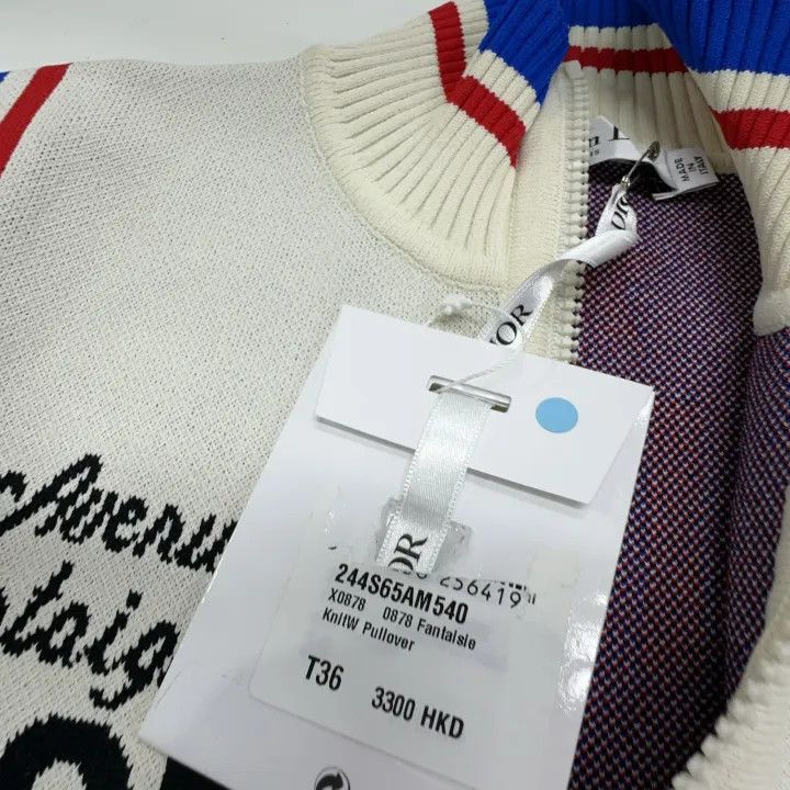 Dior Dior SS22 Striped Logo Knit Zip Top 0079 Size S / US 4 / IT 40 - 7 Thumbnail