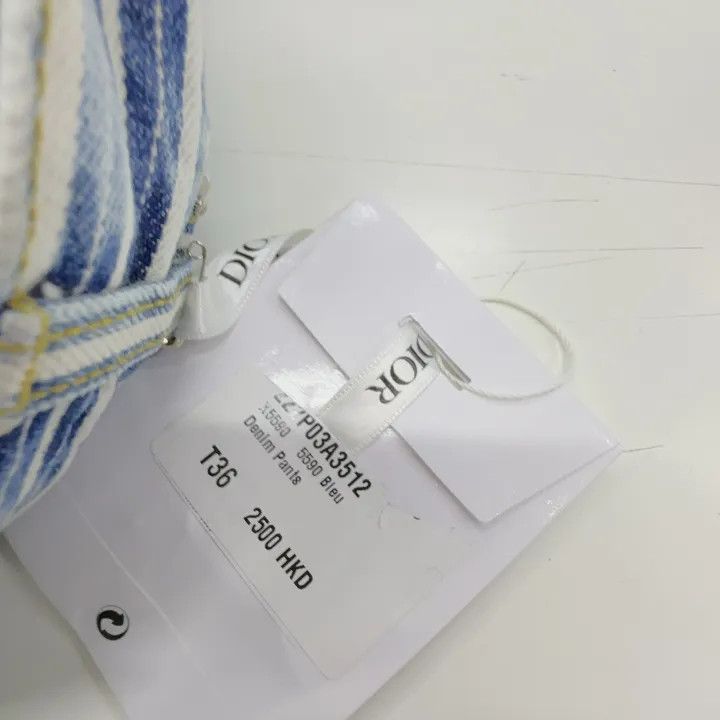 Dior Dior Blue Striped Straight Leg Jeans for Women 0079 Size 36" / US 14 / IT 50 - 4 Thumbnail