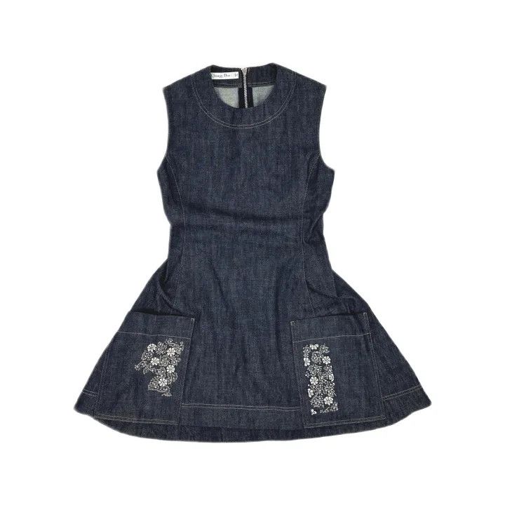 Dior Dior Sleeveless Denim Dress with Rhinestones 0079 Size S / US 4 / IT 40 - 2 Thumbnail