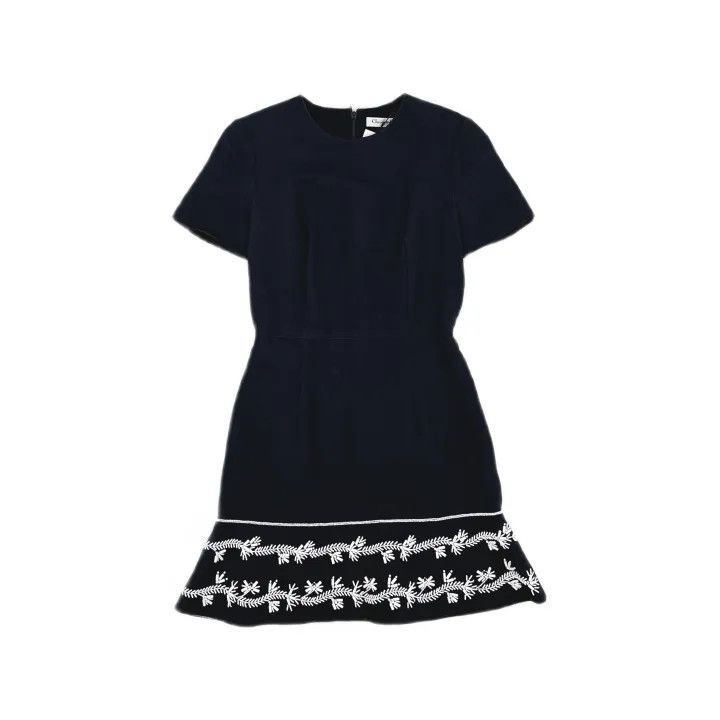 Dior Dior Short Sleeve Embroidered Dress for Women 0079 Size M / US 6-8 / IT 42-44 - 2 Thumbnail