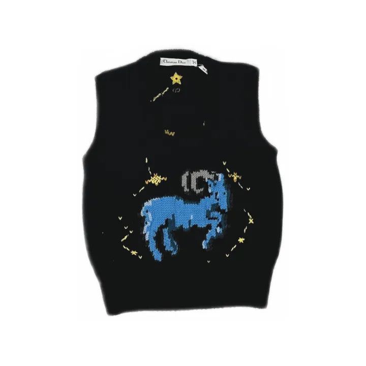 Dior Dior FW22 Black Knit Vest with Zodiac Pattern 0079 Size M / US 6-8 / IT 42-44 - 2 Thumbnail