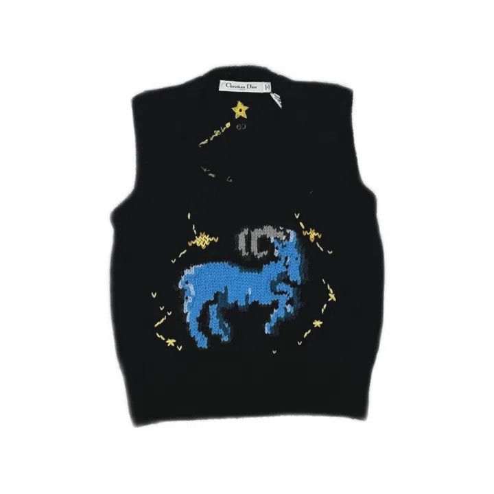 Dior Dior Black Zodiac Pattern Knitted Vest 0079 Size M / US 6-8 / IT 42-44 - 2 Thumbnail