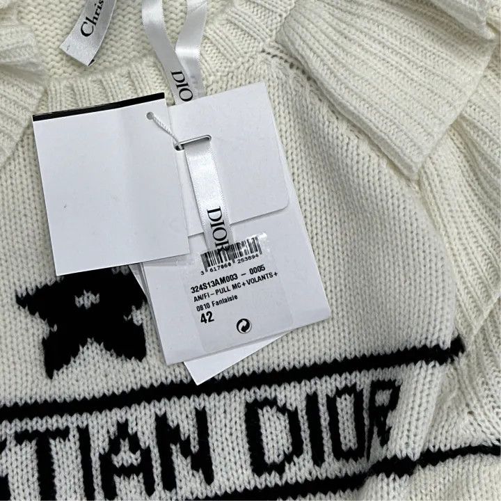 Dior Dior Logo Ruffled Knit Top for Women 0079 Size L / US 10 / IT 46 - 3 Thumbnail