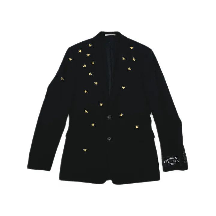 Dior Dior Black Suit with Bee Emblems 0079 Size L / US 10 / IT 46 - 2 Thumbnail