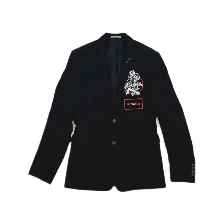 Dior Dior Black Wool Blazer with Rose Embroidery 0079 Size L / US 10 / IT 46 - 2 Thumbnail
