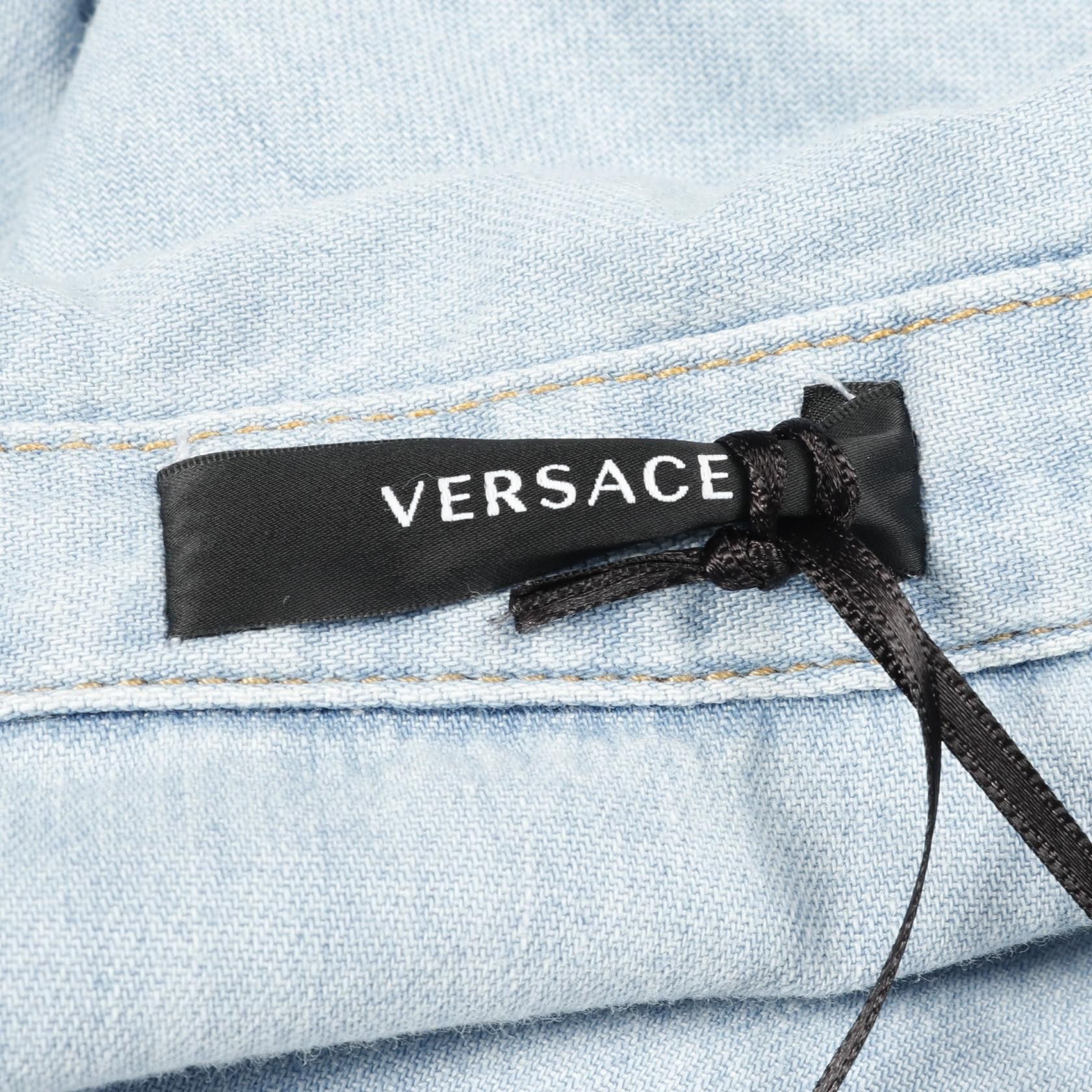 Versace Versace Denim Cotton Top Cotton Tops 1014409 1A10 DUTY FREE for USA