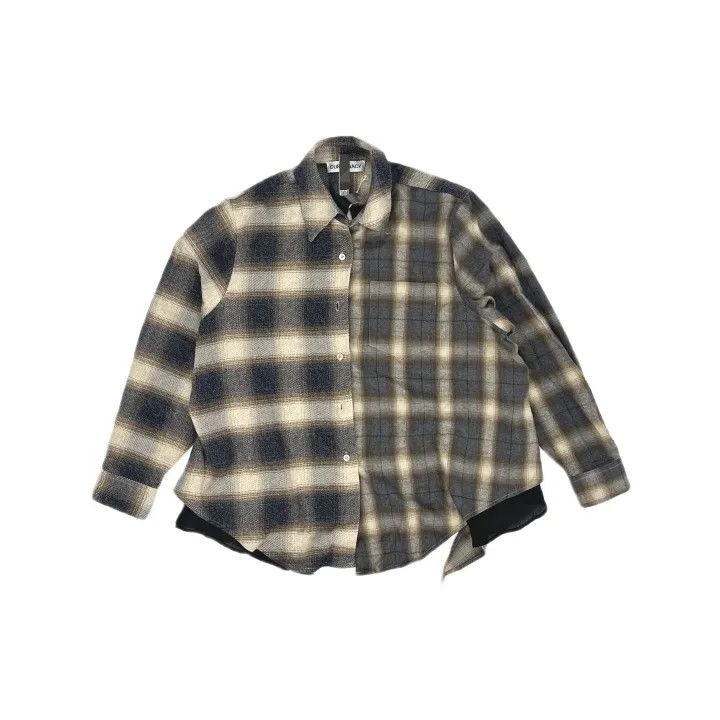 Our Legacy OUR LEGACY FW24 Asymmetrical Plaid Flannel Shirt 0079 Size M / US 6-8 / IT 42-44 - 2 Thumbnail